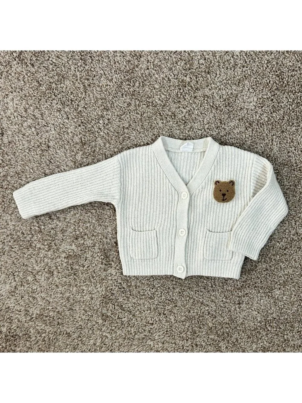 Baby‎ Gap I Brannan Bear Ribbed Knit Cardigan Sweater I Cream I Size 6-12 Months